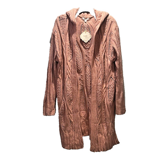 Simply Couture Duster Chunky Cable Knit Open Cardigan Pockets XL New - Picture 1 of 10